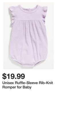 Old Navy Unisex ruffle-sleeve rib-knit romper for baby offer