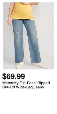 Old Navy Maternity full-panel ripped cut-off wide-leg jeans offer