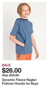Old Navy Dynamic fleece raglan pullover hoodie for boys offer