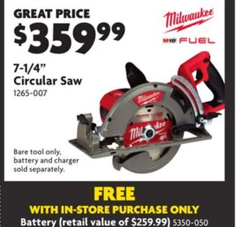 Home Hardware 7-1/4 circular saw offer