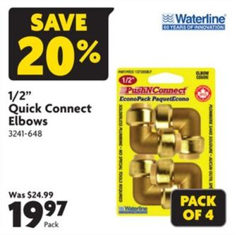 Home Hardware 1/2 quick connect elbows offer