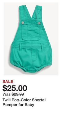 Old Navy Twill pop-color shortall romper for baby offer