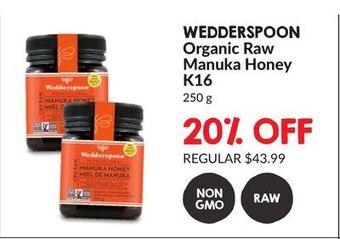Noah's Natural Foods Wedderspoon organic raw manuka honey k16 offer