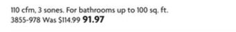 Home Hardware Bathroom exhaust fan offer