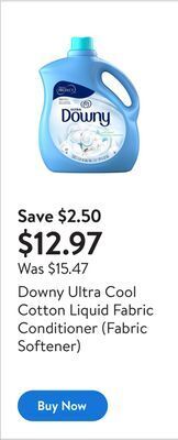 Walmart Downy ultra cool cotton liquid fabric conditioner (fabric softener) offer