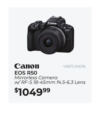 Henry's Canon eos r50 mirrorless camera w/ rf-s 18-45mm f4.5-6.3 lens offer