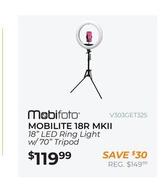 Henry's Mobifoto mobilite 18r mkii 18 led ring light w/ 70 tripod offer