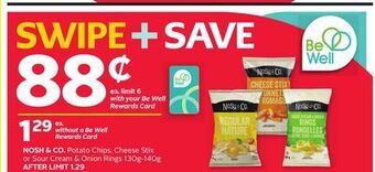 Rexall Nosh & co. potato chips, cheese stix or sour cream & onion rings offer