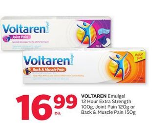 Rexall Voltaren emulgel 12 hour extra strength 100g, joint pain 120g or back & muscle pain 150g offer
