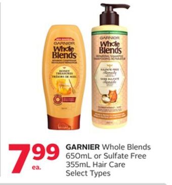 Rexall Garnier whole blends 650ml or sulfate free 355ml hair care offer