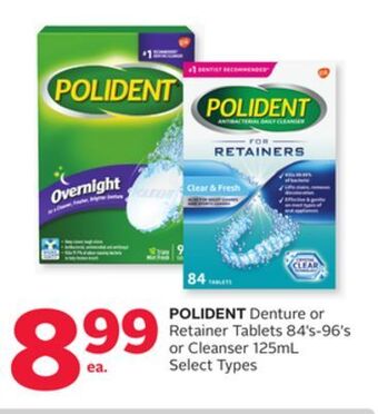 Rexall Polident denture or retainer tablets 84' s-96' s or cleanser 125ml offer