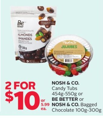 Rexall Nosh & co. candy tubs 454g-550g or be better or nosh & co. bagged chocolate 100g-300g offer