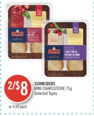 Shoppers Drug Mart Schneiders mini charcuterie 75g offer