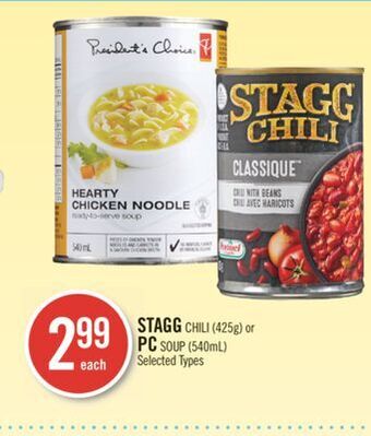 Shoppers Drug Mart Stagg chili (425g) or pc soup (540ml) offer