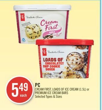 Shoppers Drug Mart Pc cream first, loads of ice cream (1.5l) or premium ice cream bars offer