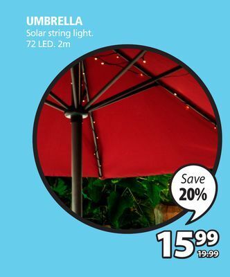 JYSK Umbrella solar string light offer