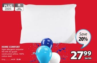 JYSK Home comfort hypo allergenic polyester fill with 3d gusset construction pillow offer