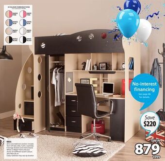 JYSK Nika loft bed with desk and storage offer