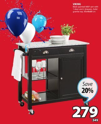 JYSK Viking black painted mdf cart offer