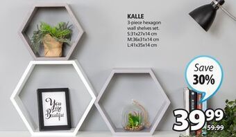 JYSK Kalle 3-piece hexagon wall shelves set offer