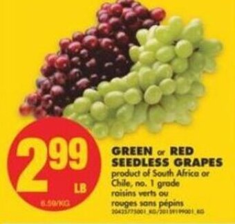 No Frills Green or Red Seedless Grapes offer