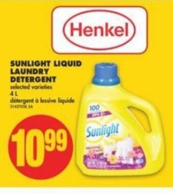 No Frills Sunlight liquid laundry detergent 4L offer