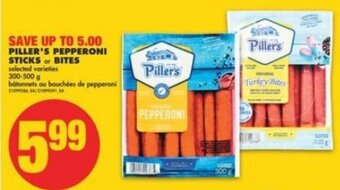 No Frills Piller's pepperoni sticks or bites 300-500g offer