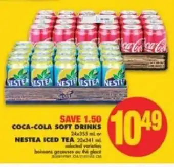 No Frills Coca-cola soft drinks 24x355ml or nestea iced tea 20x341ml offer
