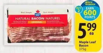Save on Foods Maple leaf bacon 375g offer