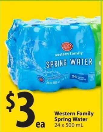 Save on Foods Western family spring water 24 x 500ml offer