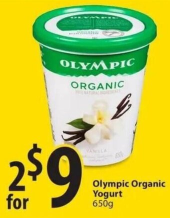 Save on Foods Olympic organic yogurt 650g offer