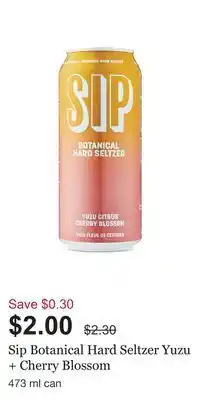 LCBO Sip botanical hard seltzer yuzu + cherry blossom offer