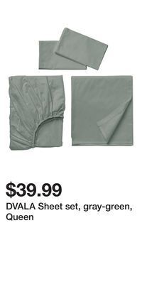 IKEA Dvala sheet set, gray-green, queen offer