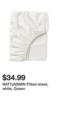 IKEA Nattjasmin fitted sheet, white, queen offer