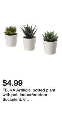 IKEA Fejka artificial potted plant with pot, indoor/outdoor succulent, 6 cm 3 pack (2 ¼ 3 pack) offer