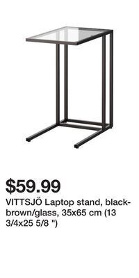 IKEA Vittsjö laptop stand, black-brown/glass, 35x65 cm (13 3/4x25 5/8 ) offer