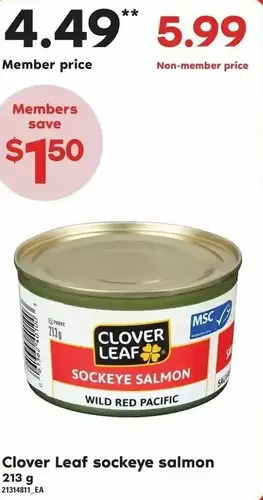 Independent Grocer Clover leaf sockeye salmon offer