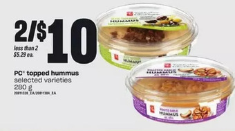 Loblaws Pc topped hummus offer
