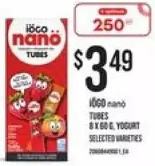Loblaws Iogo nano tubes yogurt offer