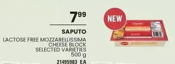 Independent Grocer Saputo lactose free mozzarellissima cheese block offer