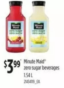 Loblaws Minute maid zero sugar beverages offer