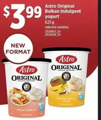 Independent Grocer Astro original balkan indulgent yogurt offer