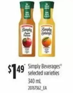 Loblaws Simply beverages offer