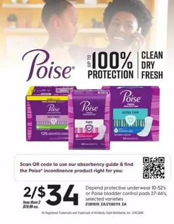 Loblaws Depend protective underwear or poise bladder control pads offer