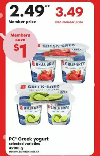 Loblaws Pc greek yogurt offer