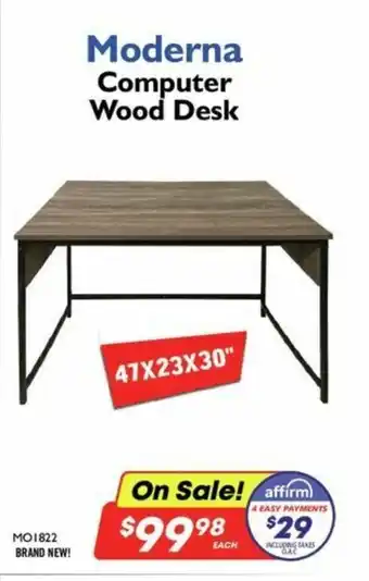 Factory Direct Moderna computer wood desk 47x23x30" MO1822 offer