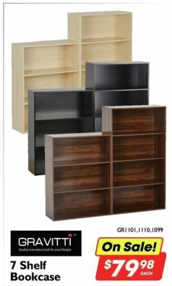 Factory Direct Gravitti 7 shelf bookcase GR1101,1110,1099 offer