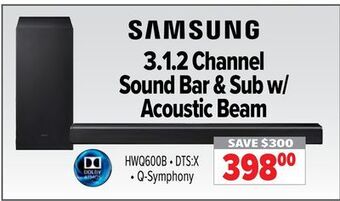 2001 Audio Video Samsung 3.1.2 channel sound bar & sub w/acoustic beam offer