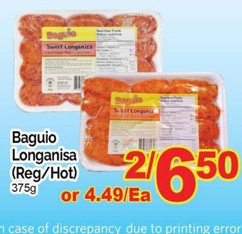 T&T Supermarket Baguio longanisa (red/hot), 375g offer