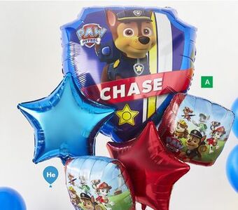 Party City Paw patrol birthday party foil balloon bouquet, helium inflation included, 5-pc offer
